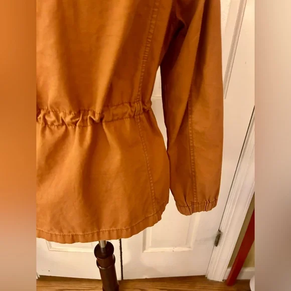 Old Navy Woman’s Orange Sz M 100% Cotton Utility Jacket W/ Waist Drawstring - Picture 13 of 16